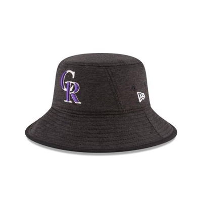 Black Colorado Rockies Hat - New Era MLB Shadowed Stretch Bucket Hat USA0157964